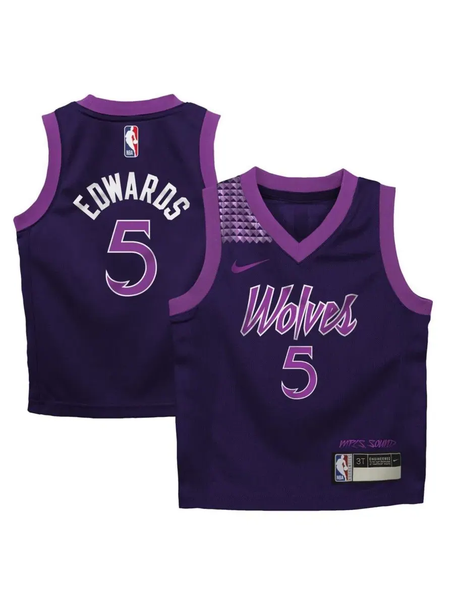 Детский баскетбольный джерси Anthony Edwards Purple Minnesota Timberwolves 2025/26 City Edition