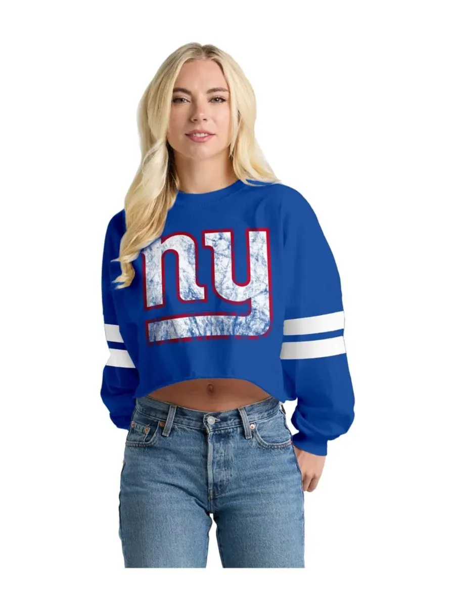 Футболка оверсайз с принтом New York Giants Oversized Cropped Long-Sleeve T-Shirt Spirit Jersey