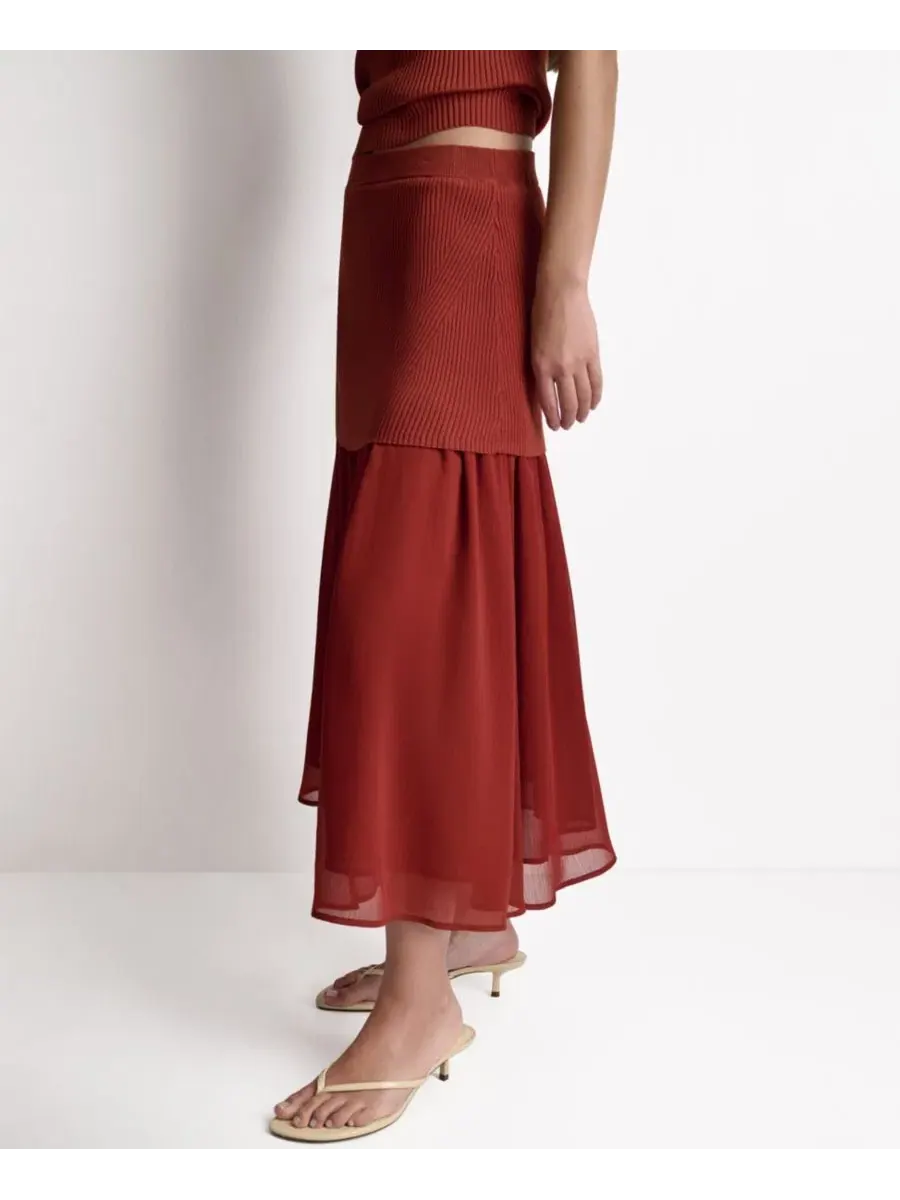 Юбка-миди с круговым кроем, из рифленого трикотажа BCBG, Mesa — изображение 2 из 6