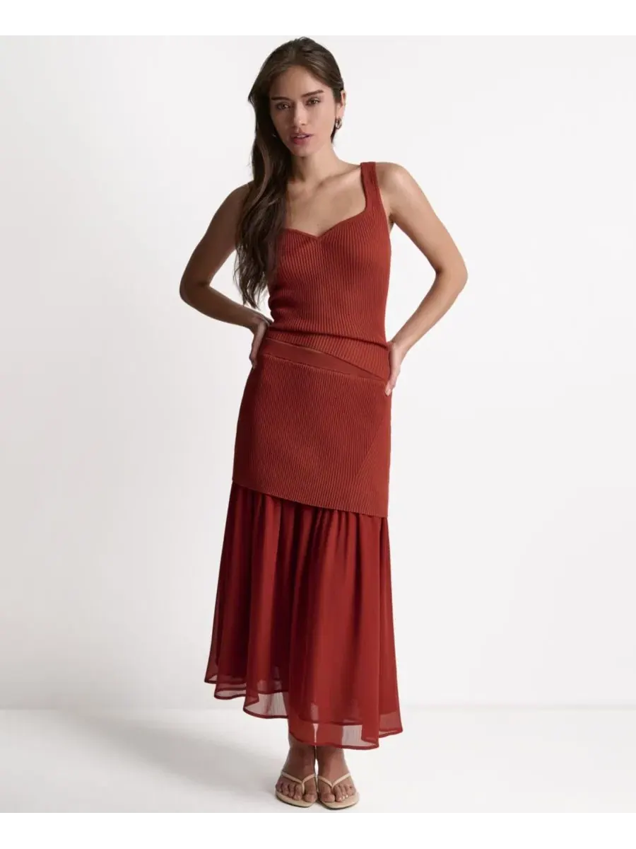 Юбка-миди с круговым кроем, из рифленого трикотажа BCBG, Mesa — изображение 3 из 6