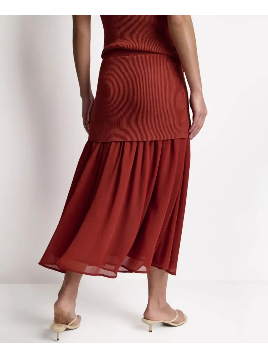 Юбка-миди с круговым кроем, из рифленого трикотажа BCBG, Mesa — изображение 4 из 6