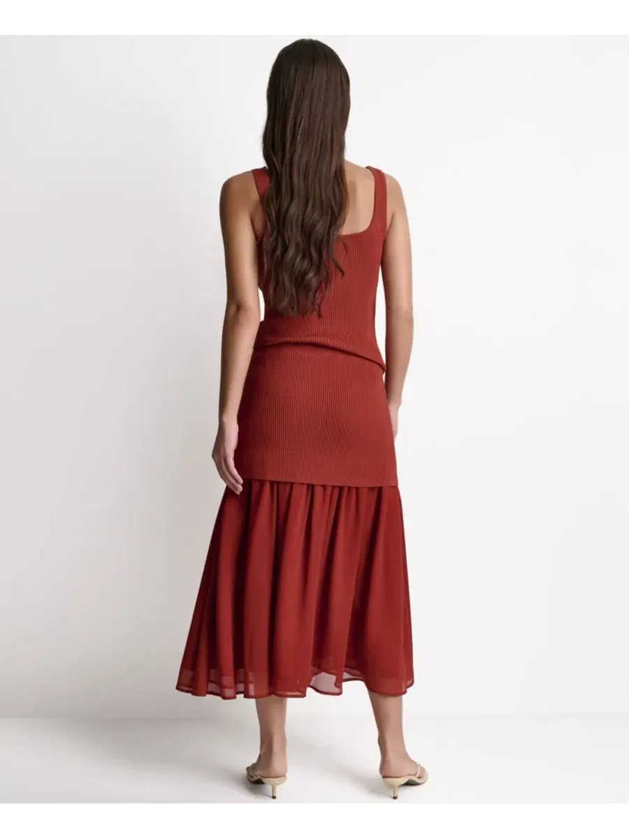 Юбка-миди с круговым кроем, из рифленого трикотажа BCBG, Mesa — изображение 5 из 6