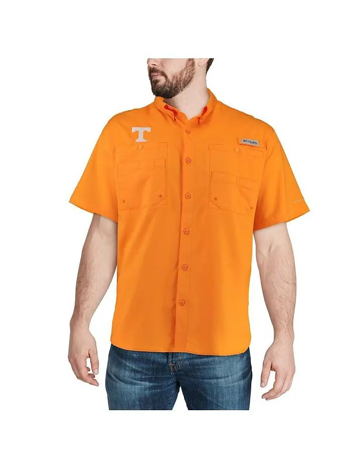 Мужская теннисная оранжевая рубашка Tennessee Volunteers PFG Tamiami Columbia — изображение 4 из 4, оранжевый