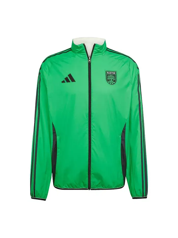 Мужская зелено-белая реверсивная куртка на молнии Austin FC 2025 Anthem adidas