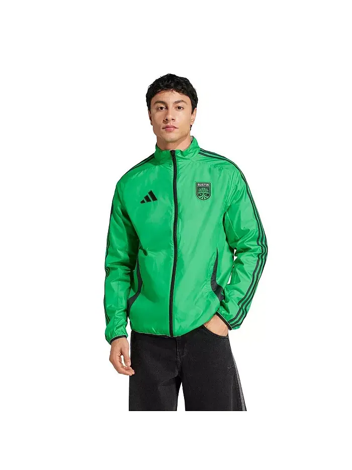 Мужская зелено-белая реверсивная куртка на молнии Austin FC 2025 Anthem adidas — изображение 3 из 4