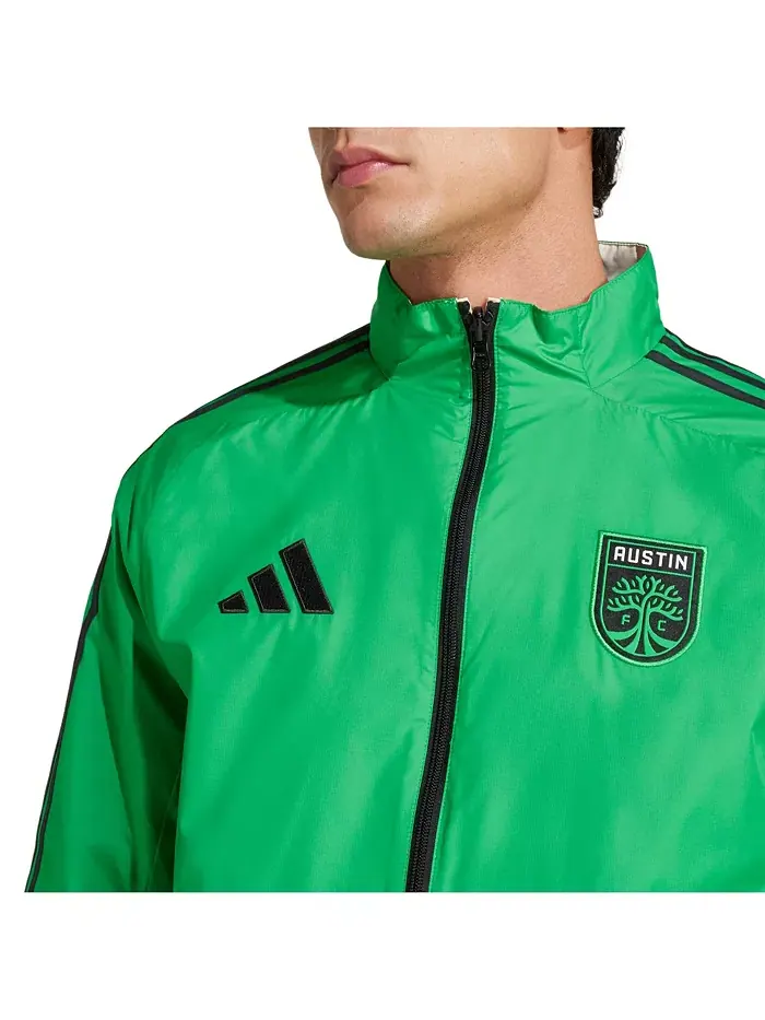 Мужская зелено-белая реверсивная куртка на молнии Austin FC 2025 Anthem adidas — изображение 4 из 4