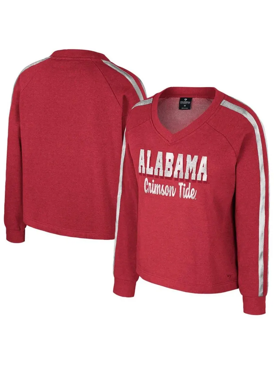 Colosseum Женская футболка с длинными рукавами и V-образным вырезом Crimson Alabama Crimson Tide