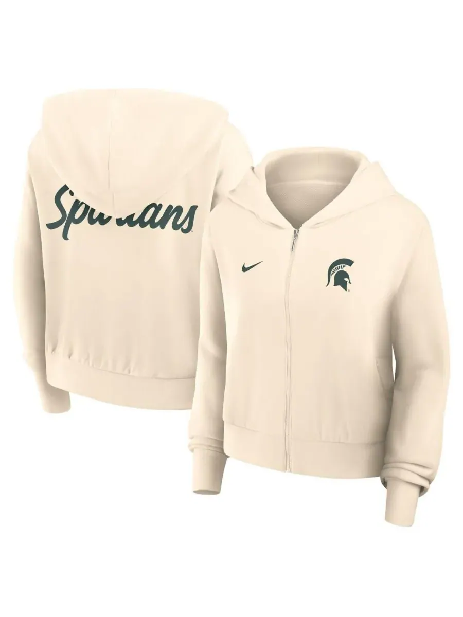 Nike Женская кремовая толстовка на молнии Michigan State Spartans Chill Midi