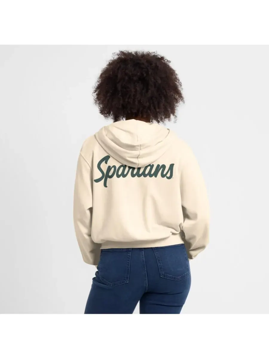 Nike Женская кремовая толстовка на молнии Michigan State Spartans Chill Midi — изображение 2 из 5, бежевый