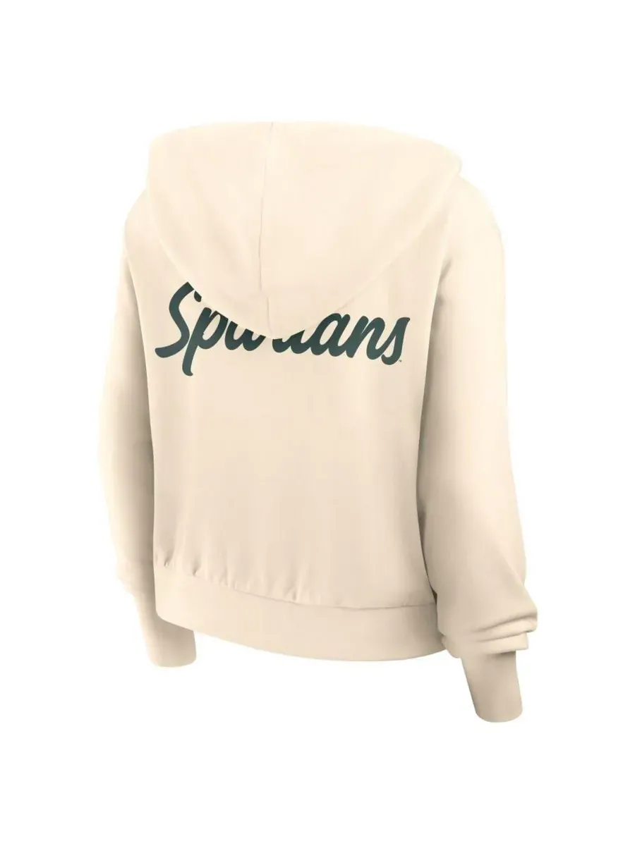 Nike Женская кремовая толстовка на молнии Michigan State Spartans Chill Midi — изображение 4 из 5, бежевый