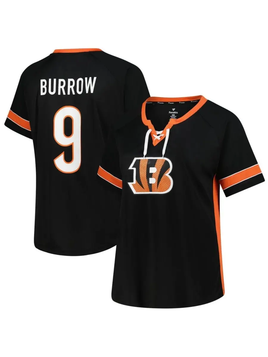 Fanatics Женская черная футболка Joe Burrow Cincinnati Bengals большого размера с номером и