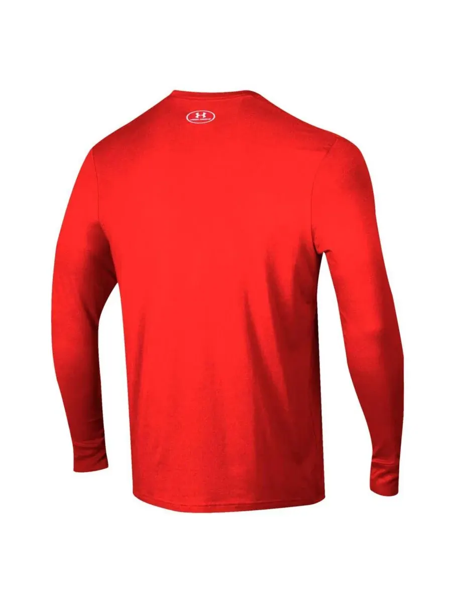 Under Armour Мужская красная хлопковая футболка с длинным рукавом Wisconsin Badgers 2025 Sideline — изображение 2 из 3