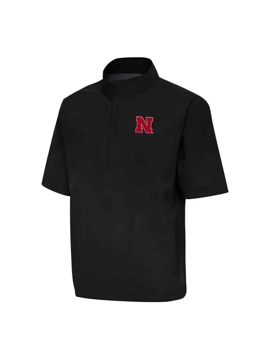 Antigua Мужская черная ветровка Nebraska Huskers Brisk с застежкой-молнией до четверти длины