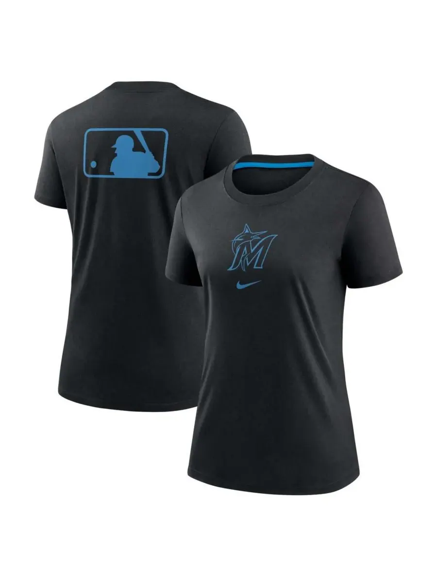 Nike Женская черная футболка Miami Marlins Authentic Collection Early Work Tri-Blend