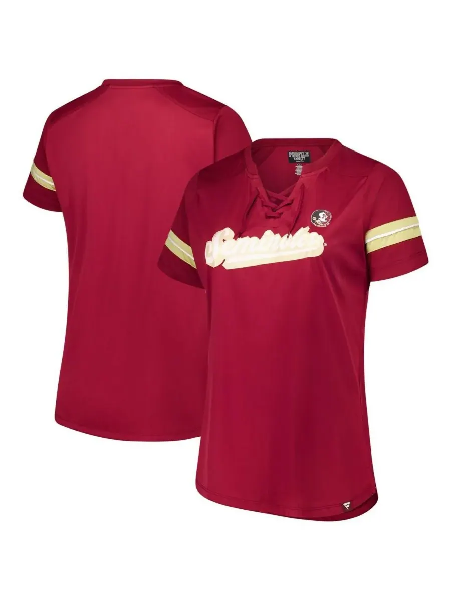 Женская футболка с шнуровкой Garnet Florida State Seminoles Plus Size Overtime Readiness Fanatics