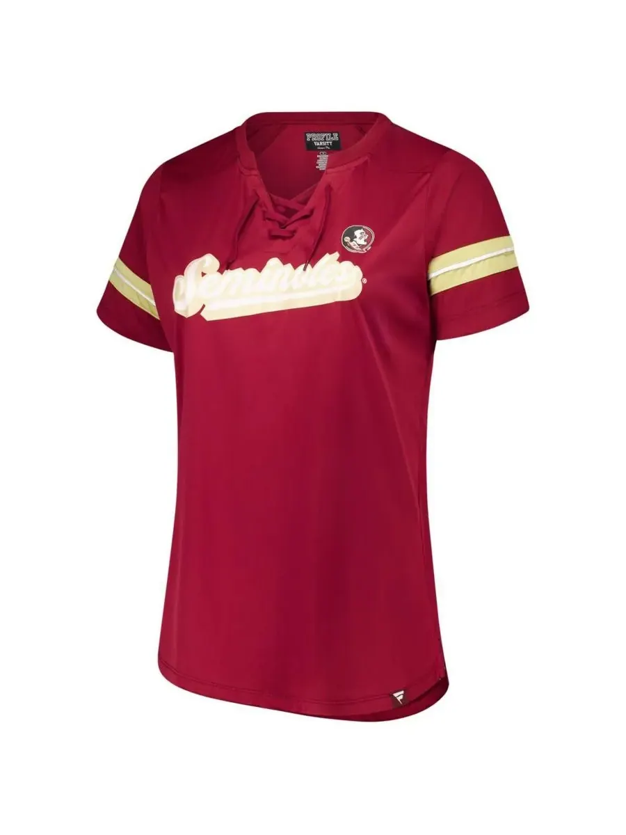 Женская футболка с шнуровкой Garnet Florida State Seminoles Plus Size Overtime Readiness Fanatics — изображение 3 из 3