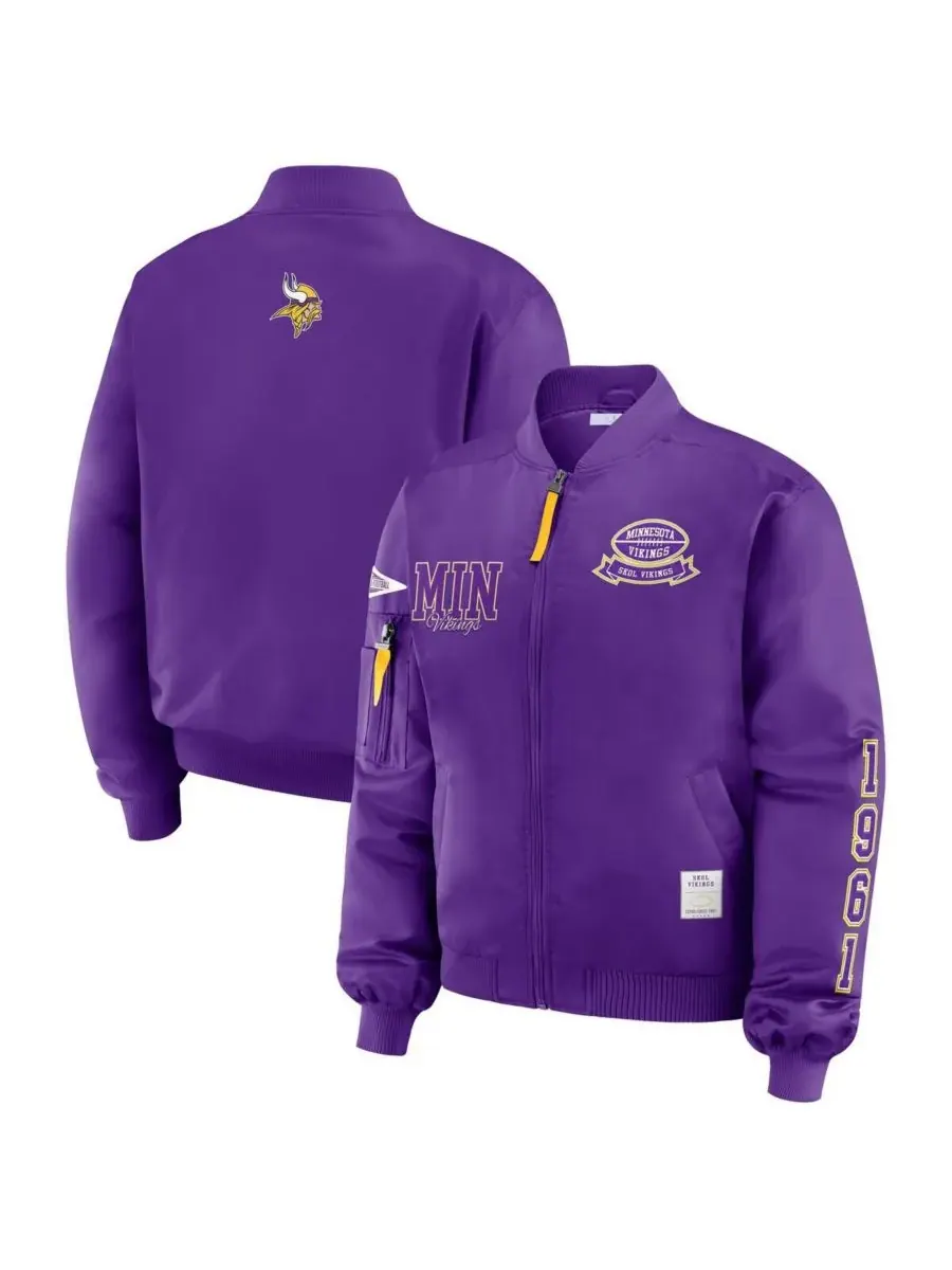 WEAR by Erin Andrews Женская фиолетовая куртка-бомбер на молнии с нашивкой Minnesota Vikings
