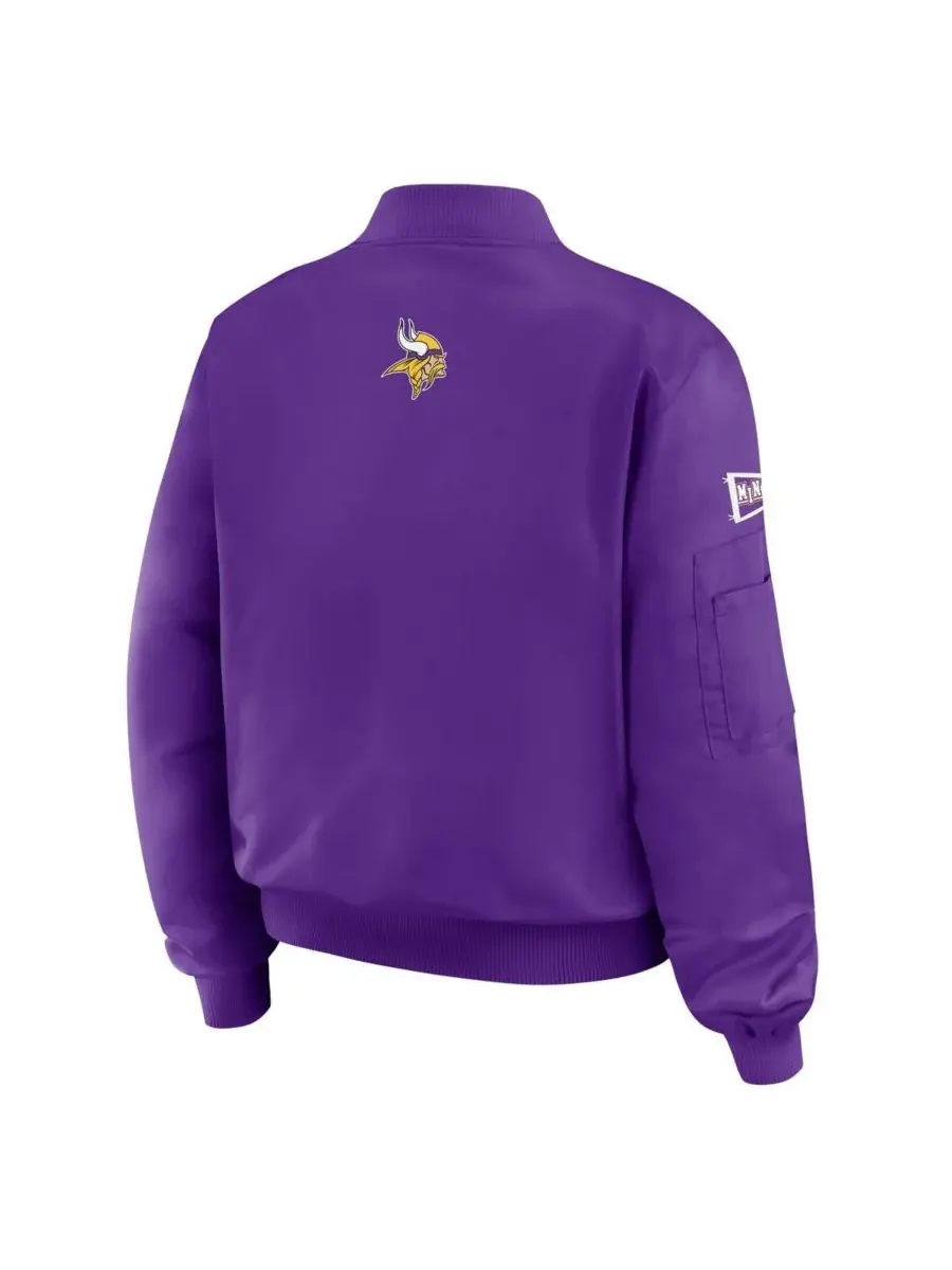 WEAR by Erin Andrews Женская фиолетовая куртка-бомбер на молнии с нашивкой Minnesota Vikings — изображение 3 из 3, фиолетовый