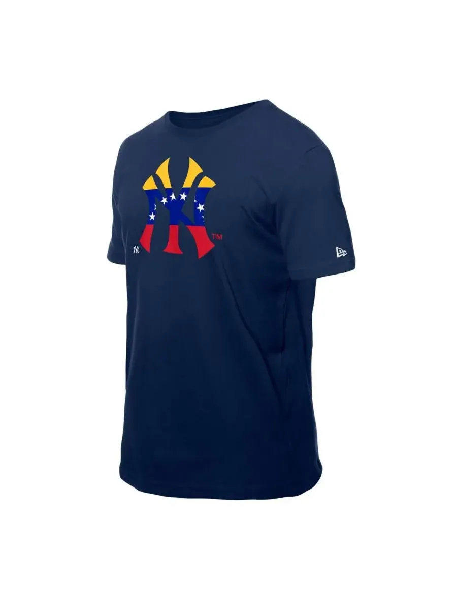 New Era Мужская темно-синяя футболка с логотипом New York Yankees и венесуэльским флагом — изображение 2 из 3, темно-синий