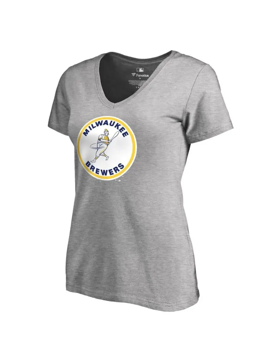 Женская футболка Ash Milwaukee Brewers Cooperstown Collection Forbes Fanatics