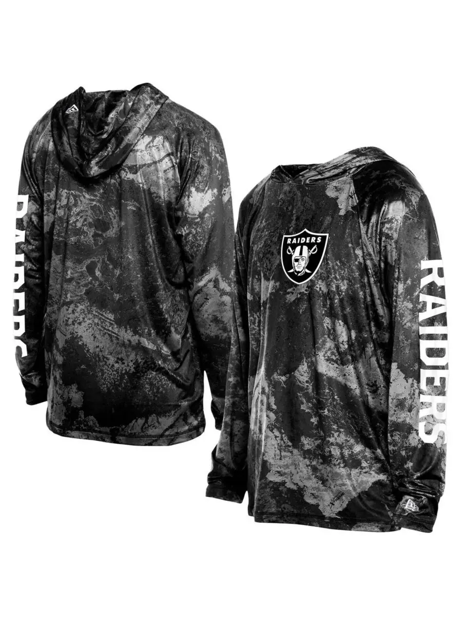 New Era Мужская черная футболка с длинными рукавами и капюшоном Las Vegas Raiders Realtree Xtreme