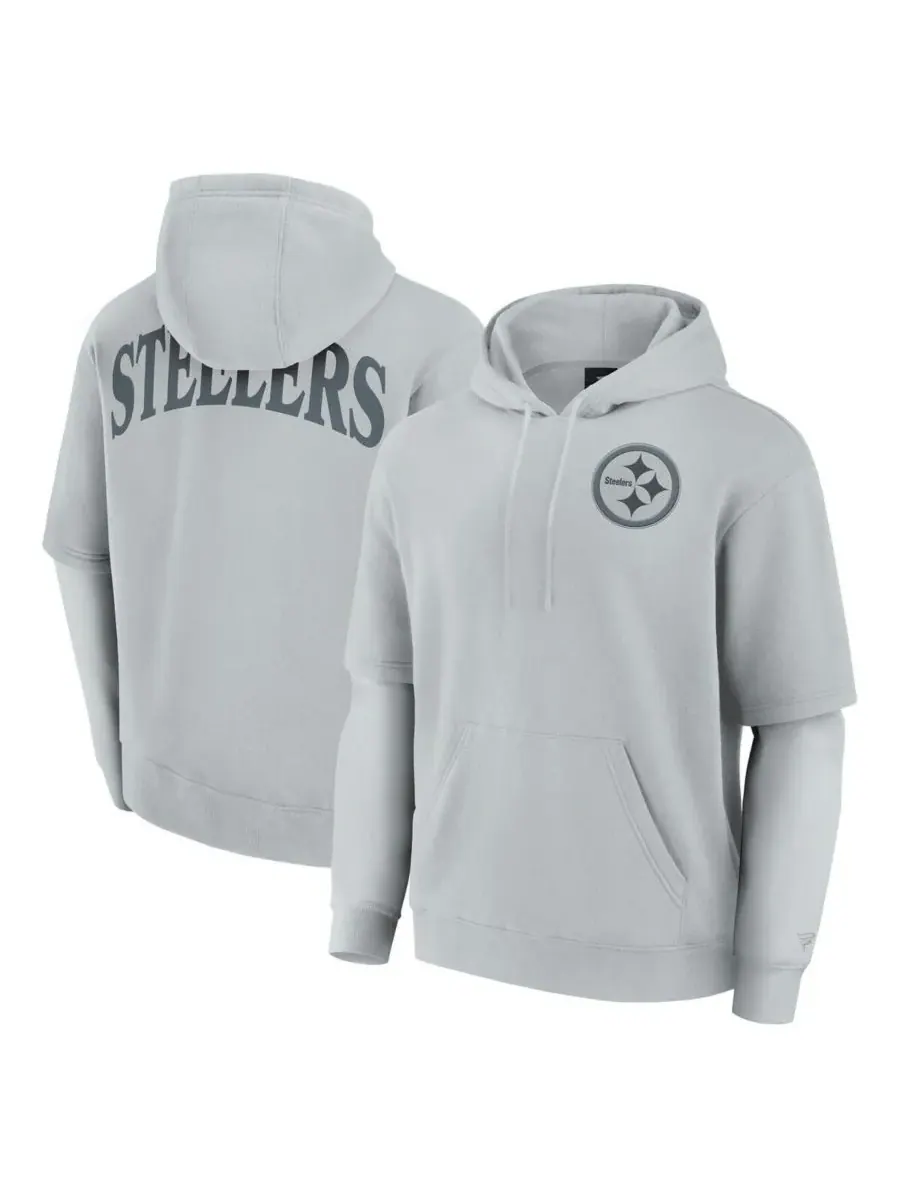 Fanatics Мужская и женская серая толстовка с капюшоном Pittsburgh Steelers Sleek Elements