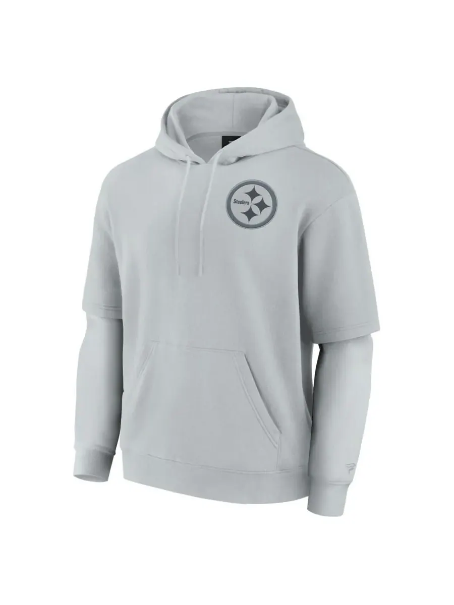 Fanatics Мужская и женская серая толстовка с капюшоном Pittsburgh Steelers Sleek Elements — изображение 2 из 3, серый