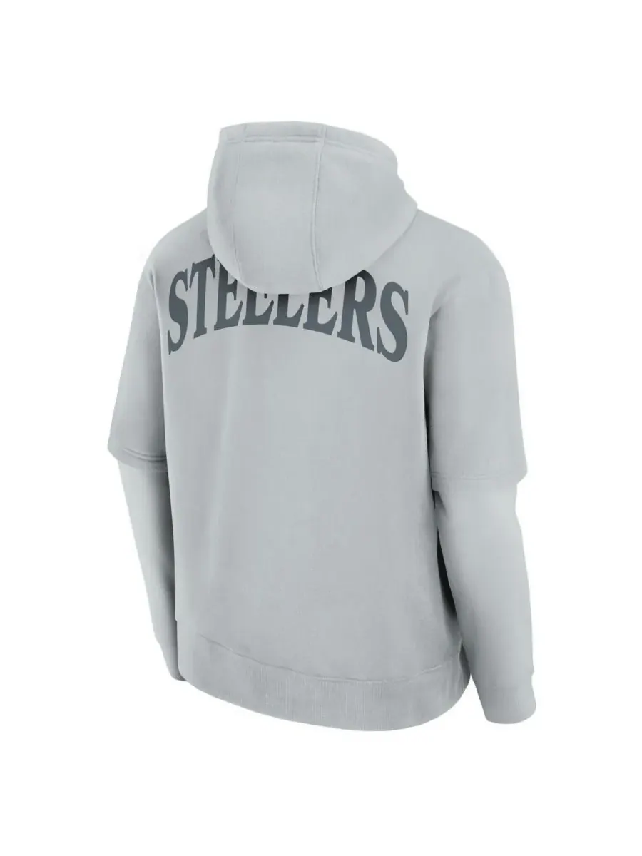 Fanatics Мужская и женская серая толстовка с капюшоном Pittsburgh Steelers Sleek Elements — изображение 3 из 3, серый