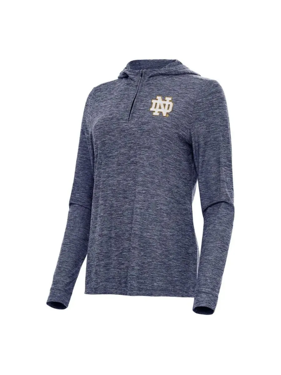 Antigua Женская толстовка на молнии темно-синего цвета с логотипом Notre Dame Fighting Irish