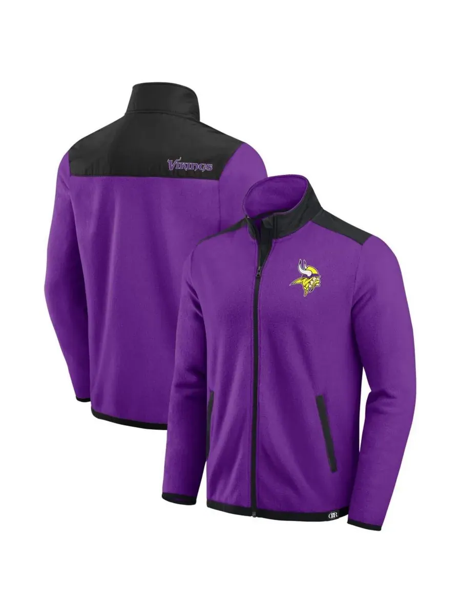 Fanatics Мужская фиолетовая флисовая куртка на молнии с цветными блоками в стиле Minnesota Vikings