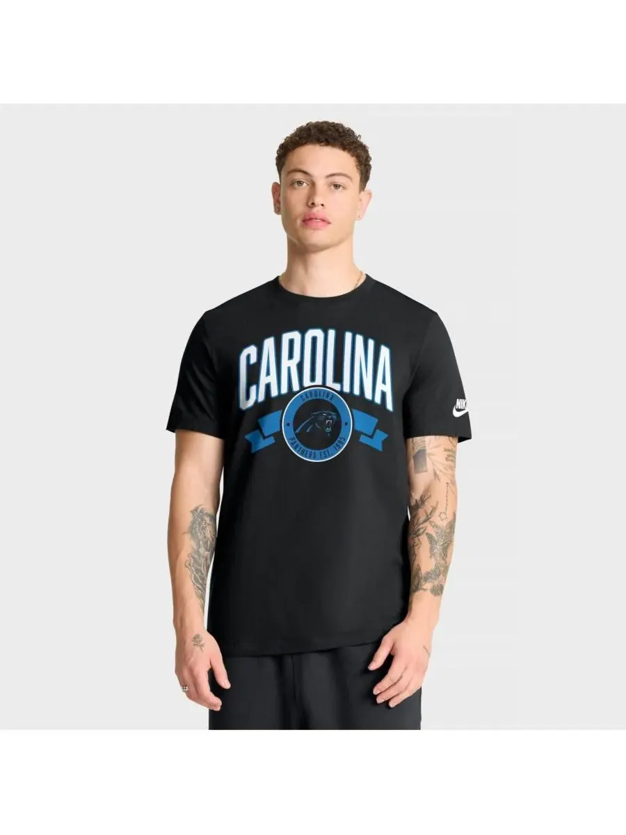 Nike Мужская черная футболка Carolina Panthers Rewind с изображением спереди и сзади