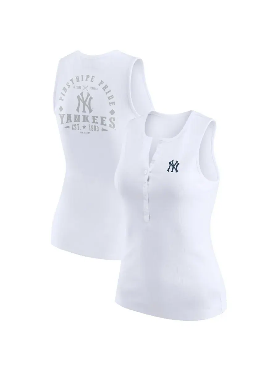 WEAR by Erin Andrews Женская белая трикотажная майка-поло с символикой New York Yankees