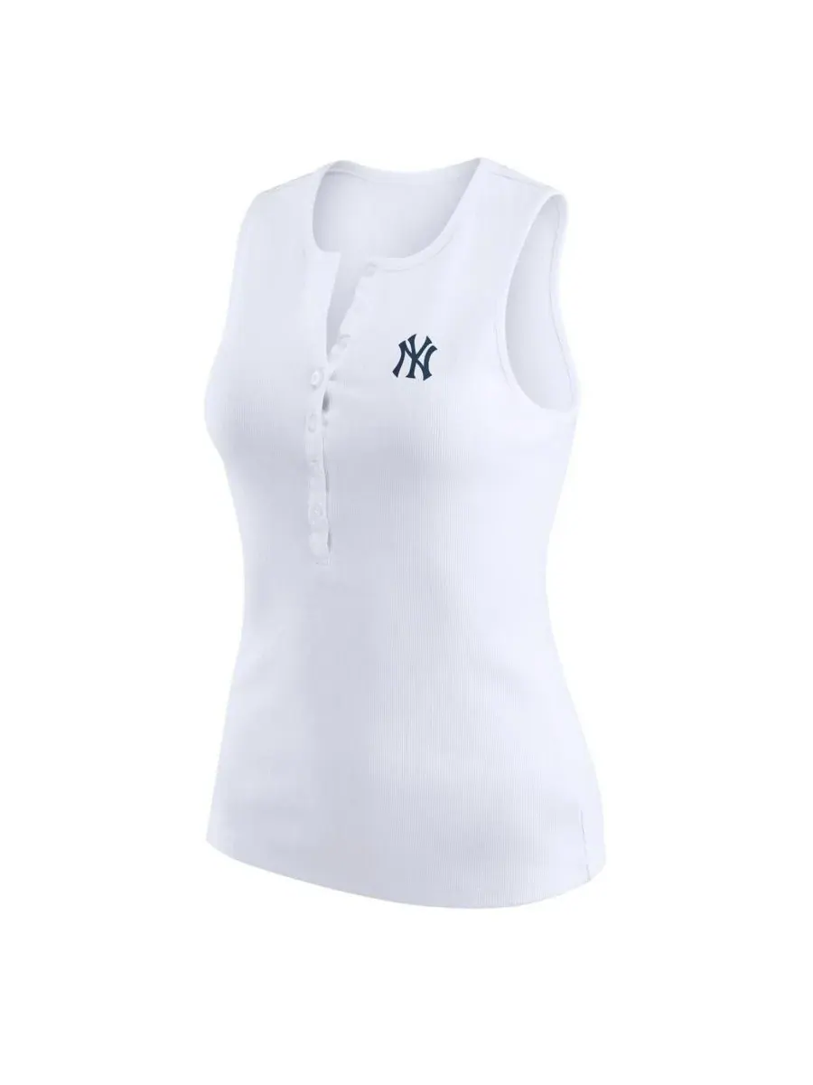 WEAR by Erin Andrews Женская белая трикотажная майка-поло с символикой New York Yankees — изображение 2 из 3, белый