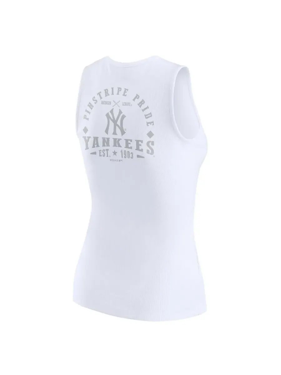 WEAR by Erin Andrews Женская белая трикотажная майка-поло с символикой New York Yankees — изображение 3 из 3, белый