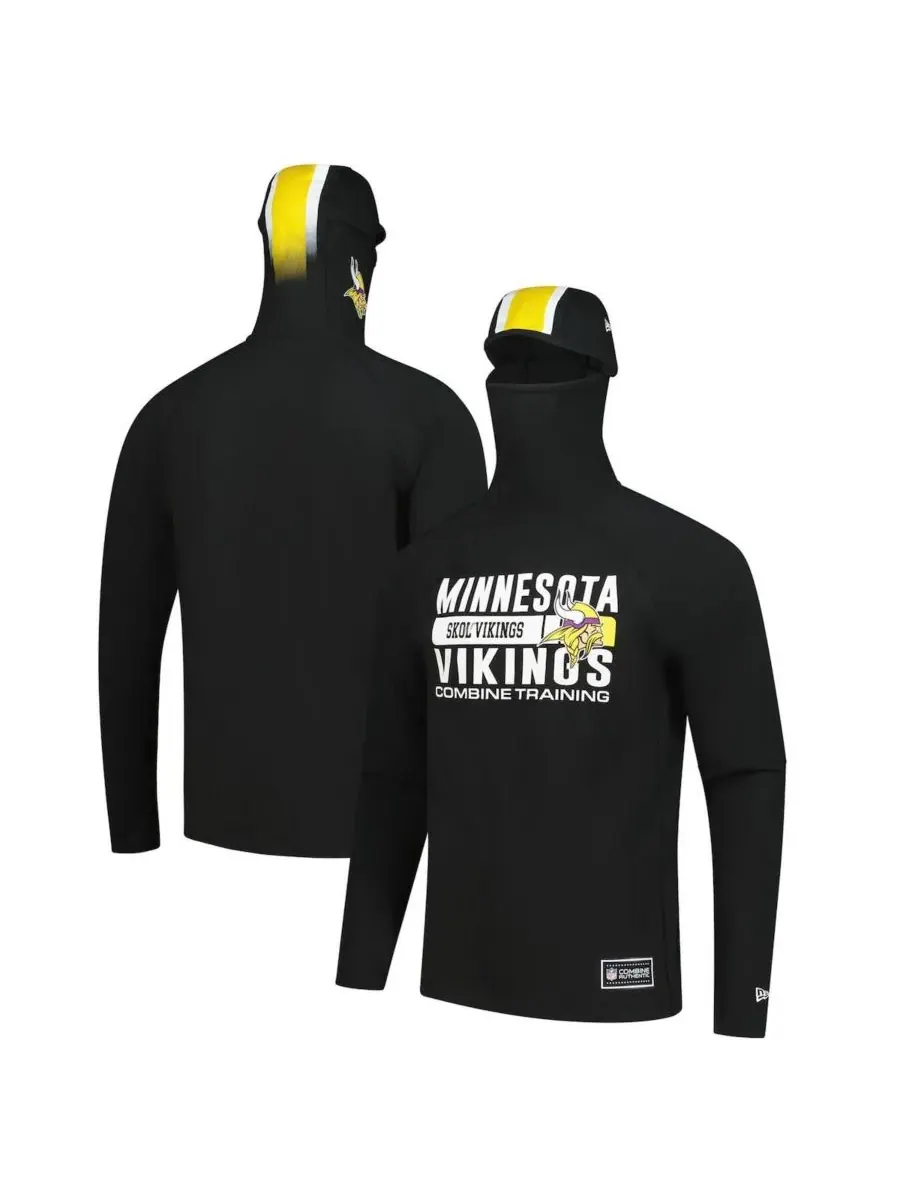 New Era Мужская черная функциональная балаклава-шлем Minnesota Vikings с полосатым принтом