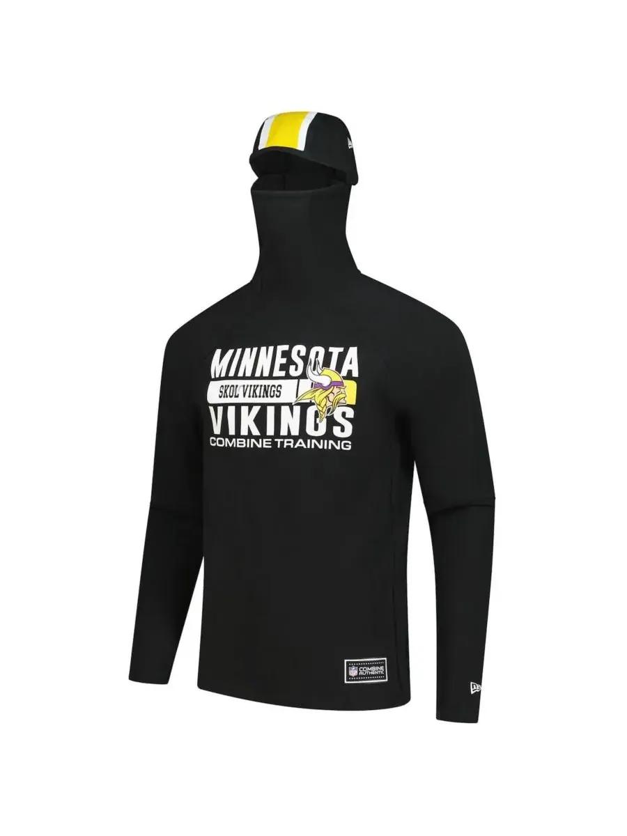 New Era Мужская черная функциональная балаклава-шлем Minnesota Vikings с полосатым принтом — изображение 4 из 5, черный