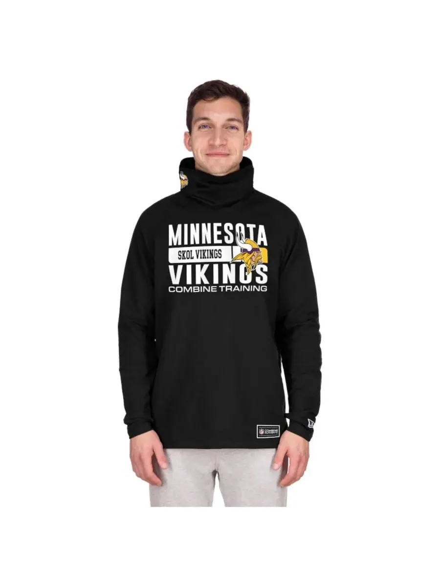 New Era Мужская черная функциональная балаклава-шлем Minnesota Vikings с полосатым принтом — изображение 5 из 5, черный