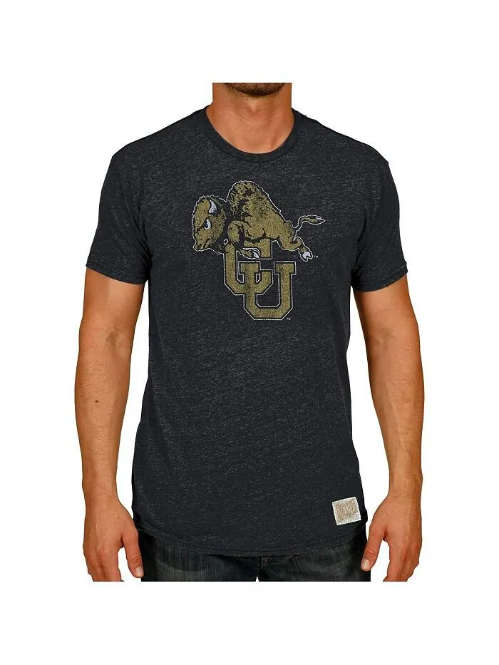 Мужская черная футболка с логотипом Colorado Buffaloes в винтажном стиле Tri-Blend Original Retro