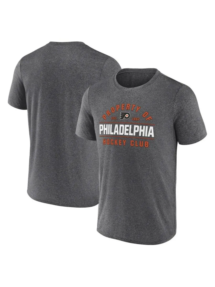 Мужская футболка Philadelphia Flyers Property Of цвета «серый меланж» Fanatics