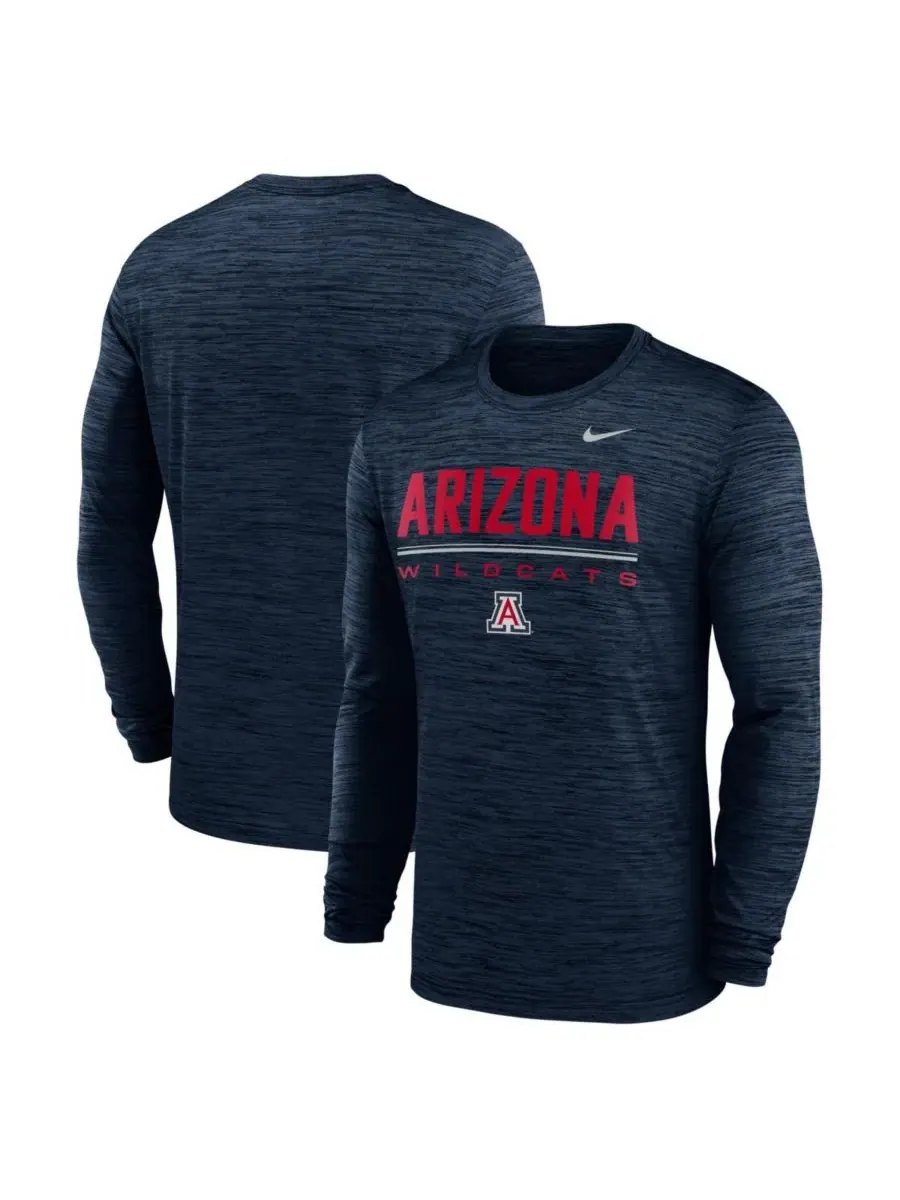 Мужская темно-синяя футболка с длинным рукавом Arizona Wildcats Sideline Velocity Dri-FIT Nike