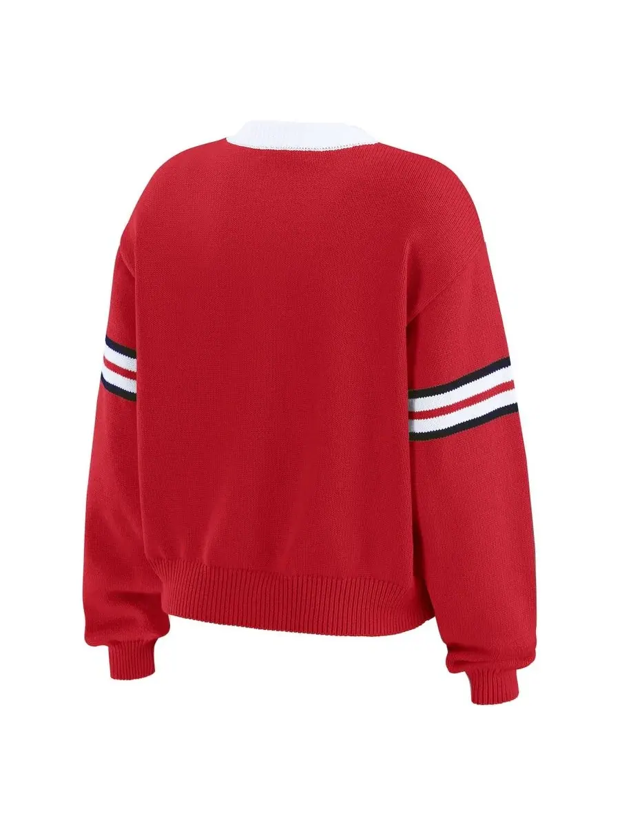 Женский свитер-пуловер с шнуровкой, с длинным рукавом WEAR by Erin Andrews — изображение 3 из 4, красный