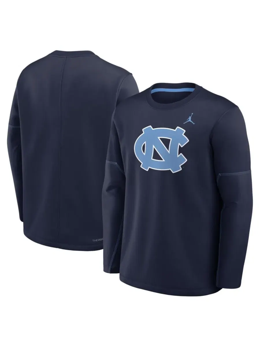 Мужская футболка с длинным рукавом North Carolina Tar Heels 2026 Sideline Coaches Therma-FIT Jordan