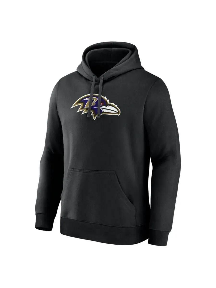 Худи с длинным рукавом и капюшоном, с принтом, Baltimore Ravens Primary Logo Logo Athletic — изображение 2 из 3, черный
