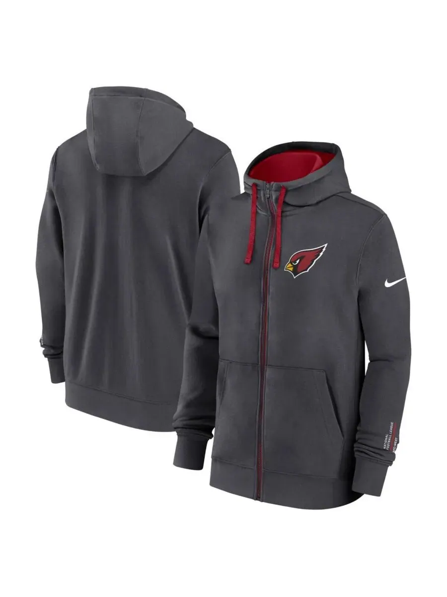 Флисовая худи с капюшоном Nike Anthracite Arizona Cardinals Primetime Club Full-Zip
