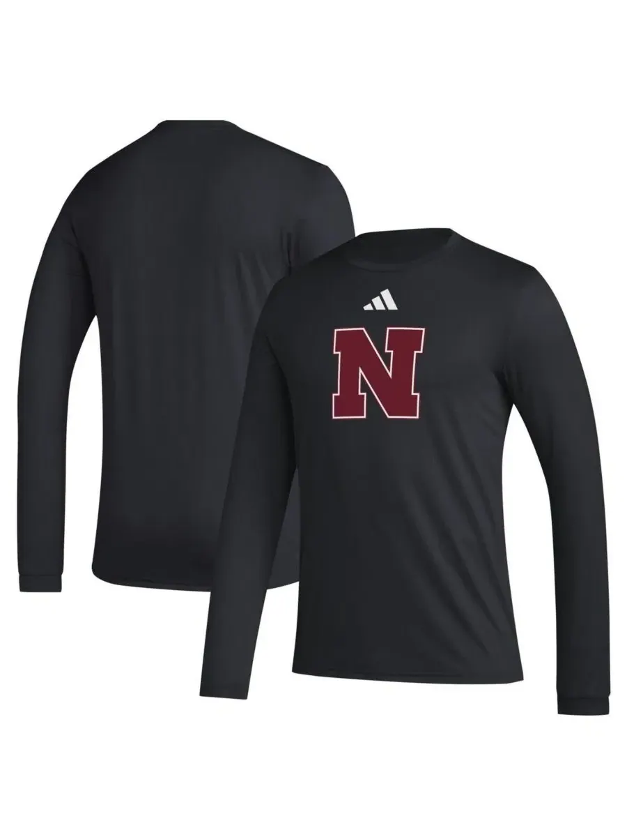 Футболка с длинным рукавом с принтом Nebraska Huskers Primary Locker Logo Pre-Game adidas