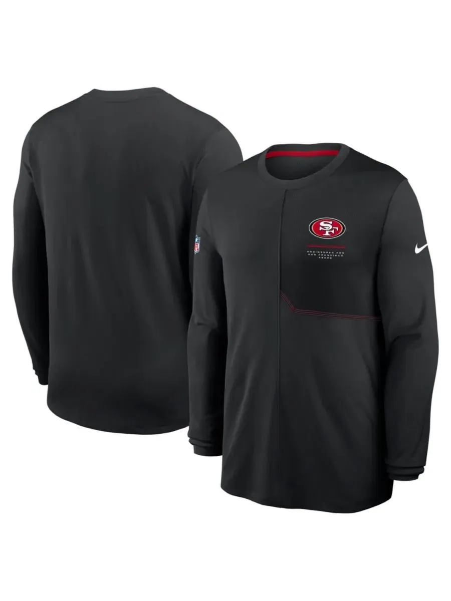 Футболка с длинным рукавом для мужчин Black San Francisco 49ers Sideline Coaches UV Dri-FIT Nike