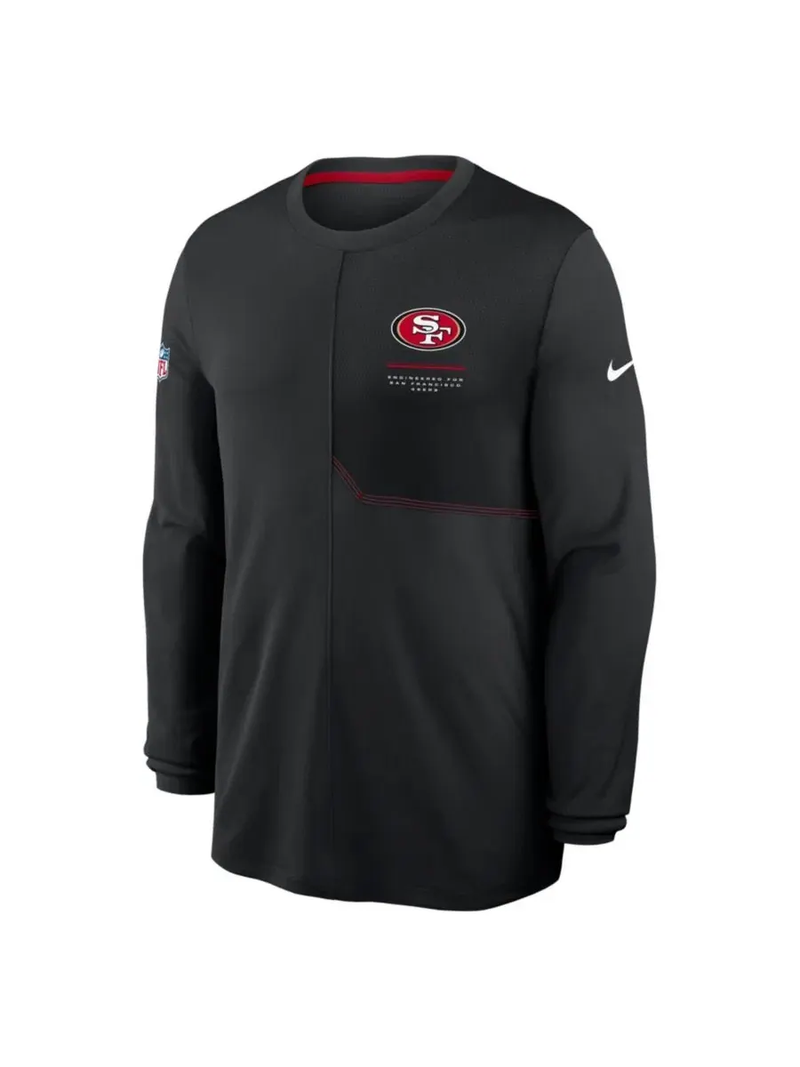 Футболка с длинным рукавом для мужчин Black San Francisco 49ers Sideline Coaches UV Dri-FIT Nike — изображение 2 из 3, черный