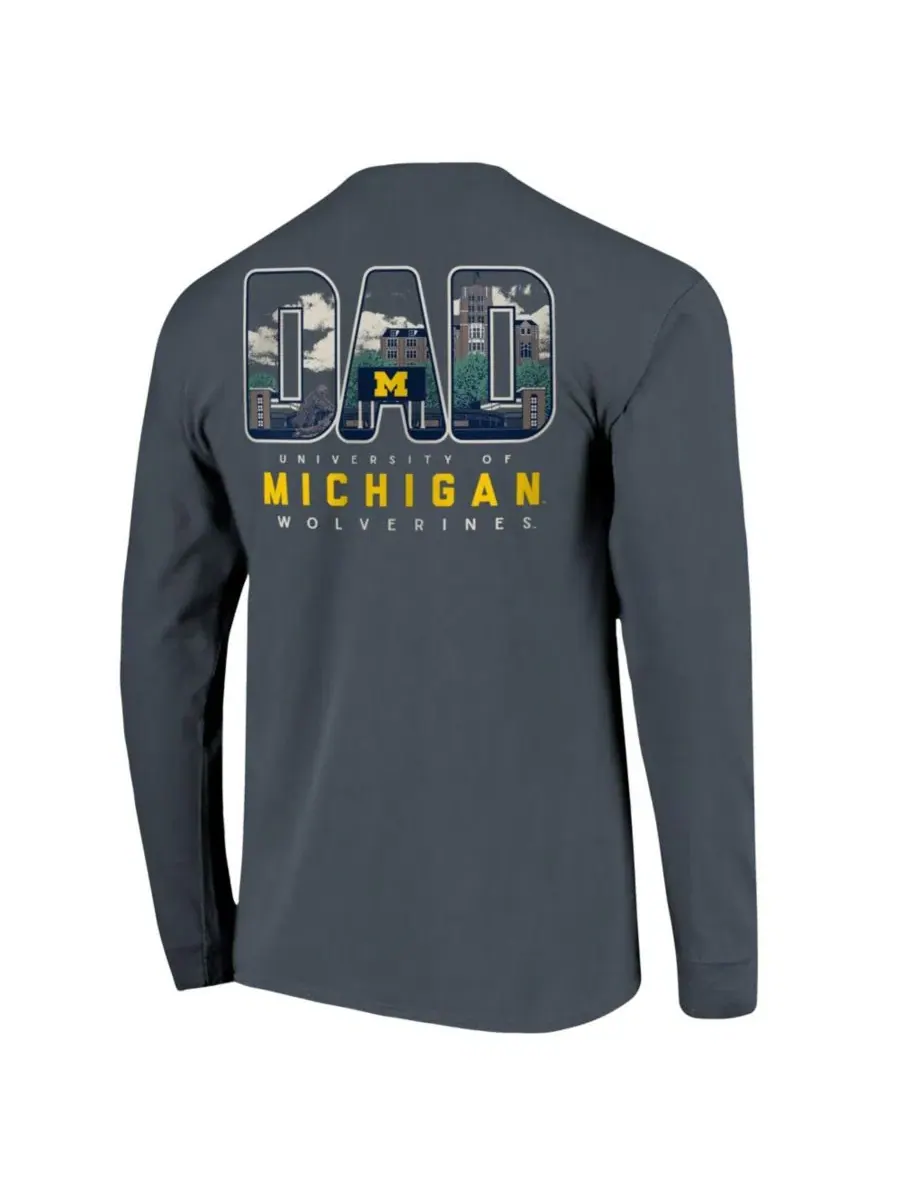 Футболка с длинным рукавом с принтом Michigan Wolverines Father's Day Campus Drawing Image One — изображение 2 из 3