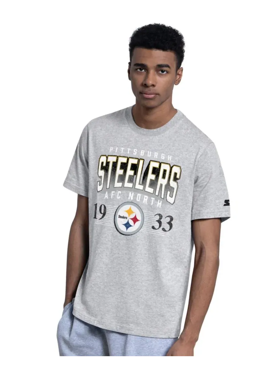 Комплект футболок с логотипом Pittsburgh Steelers, 2 шт Starter — изображение 3 из 5, черный серый