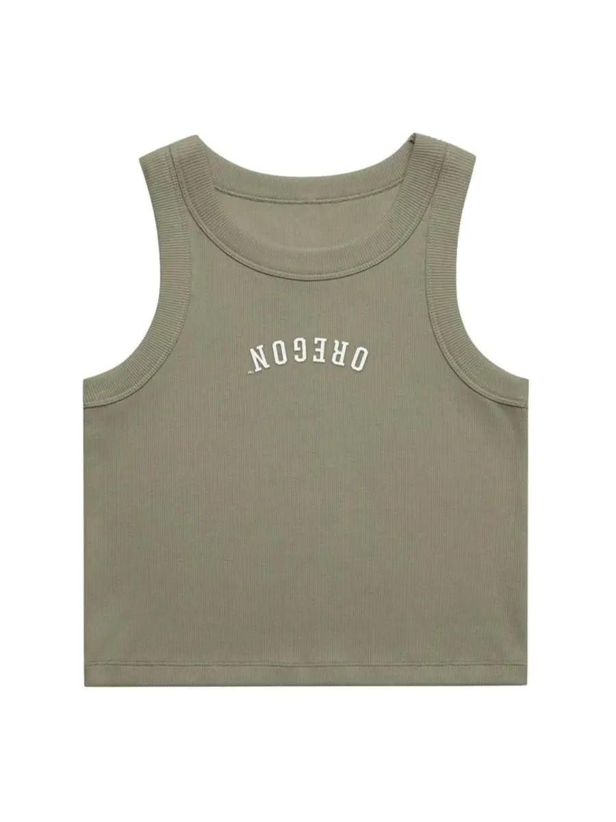 Женский топ-кроп из рибаны с вышивкой Upside Down Embroidery Uscape Apparel — изображение 2 из 2, зеленый